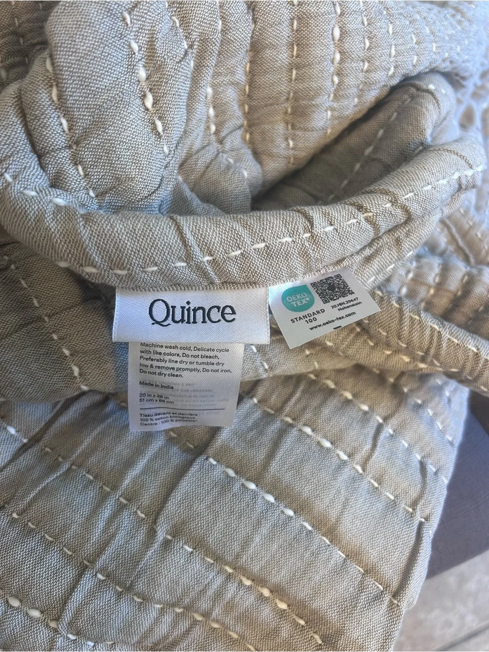 NWOT Quince Organic Cotton Channel Stitch Taupe Set of  2 Shams!